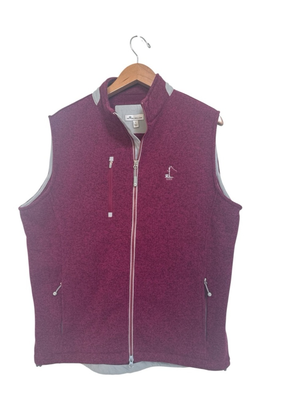 PETER MILLAR FULL ZIP VEST MAROON Size Large